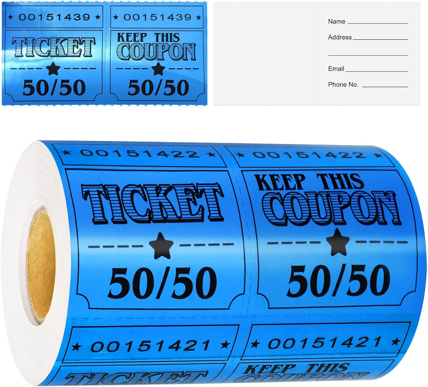 50/50 Raffle Tickets Double Roll Golden Tickets Large Blue Glitter Cards for …