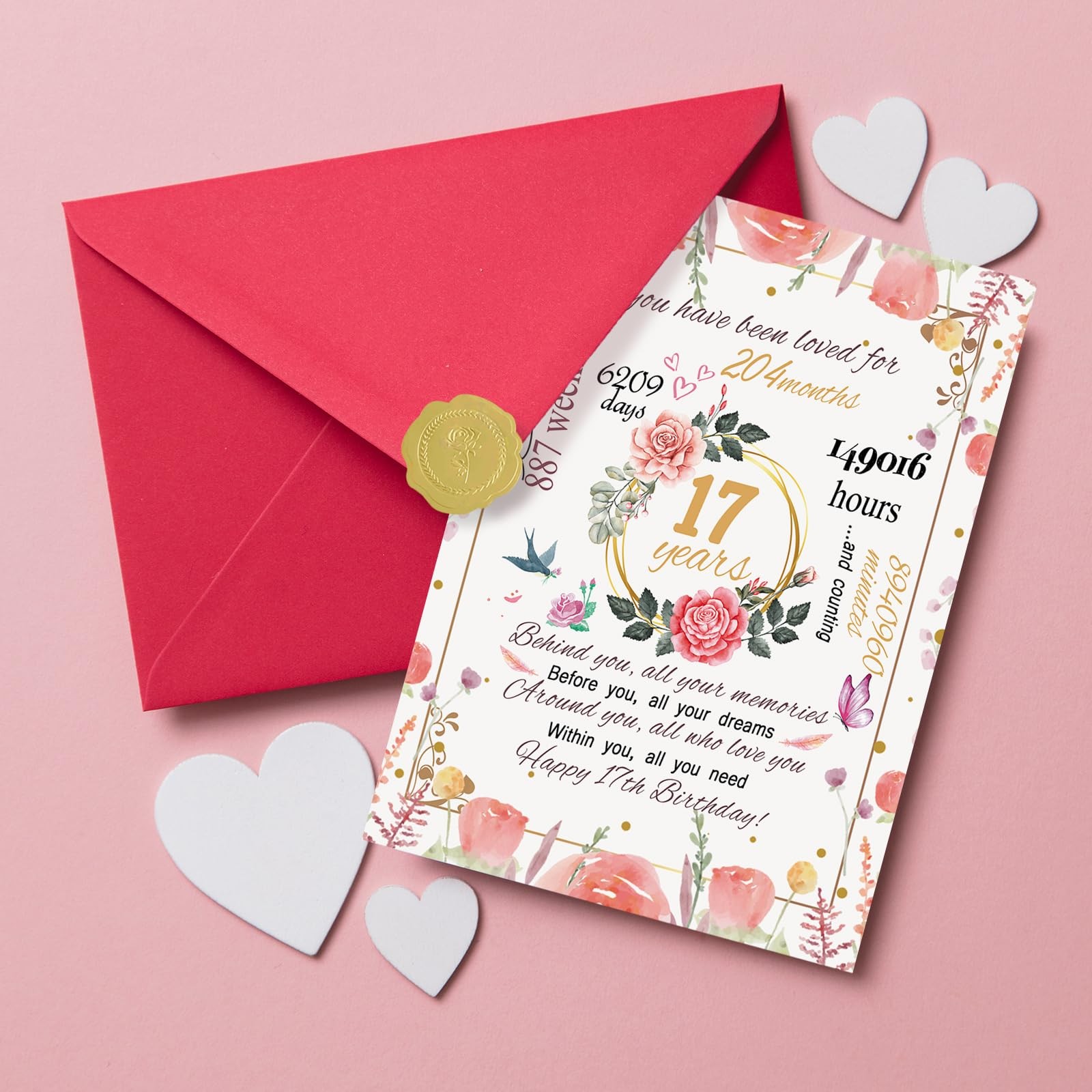 mmuue Happy 17th Birthday Card for Daughter, Funny 17 8.0 x 5.3 inches,