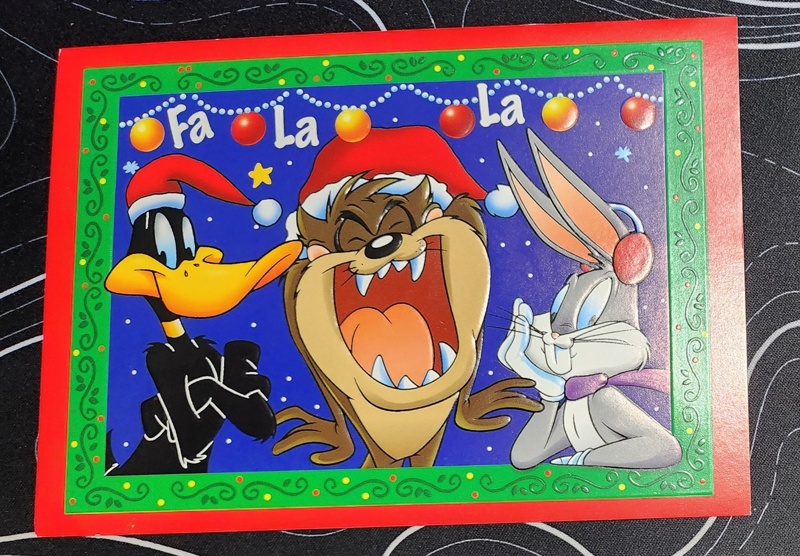 Looney Tunes Warner Bros Daffy Duck Taz Bugs Bunny Christmas Card 1998 Vintage