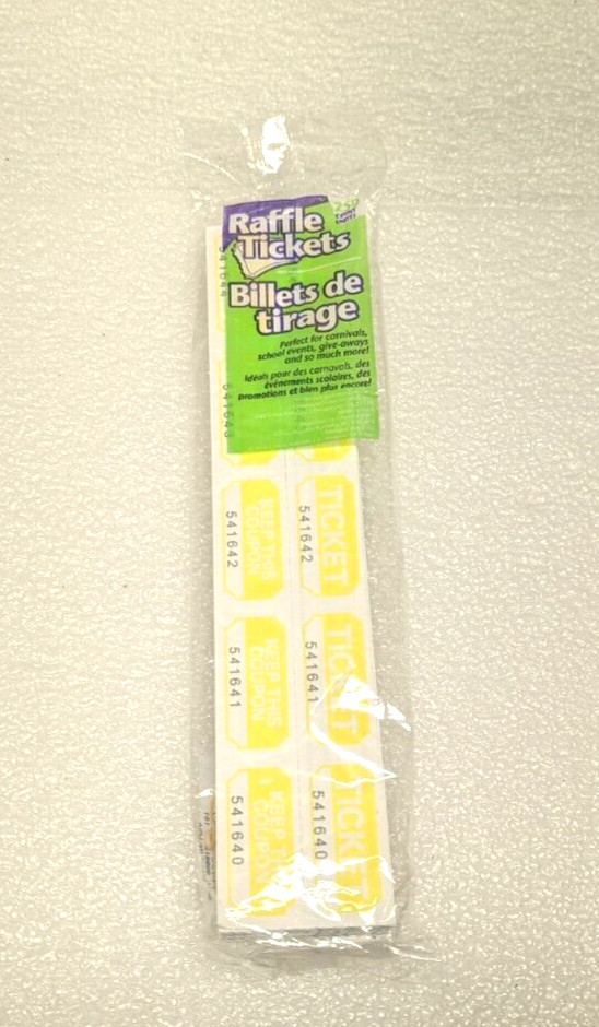 Yellow Raffle Ticket Pack of 250 BILLETS DE TIRAGE Sealed NOS Made in USA