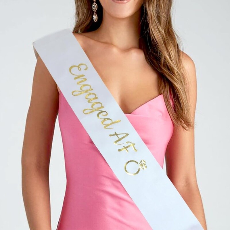 Engaged AF Sash Gold Wedding Bachelorette Bridal Shower Party Favor Decor New