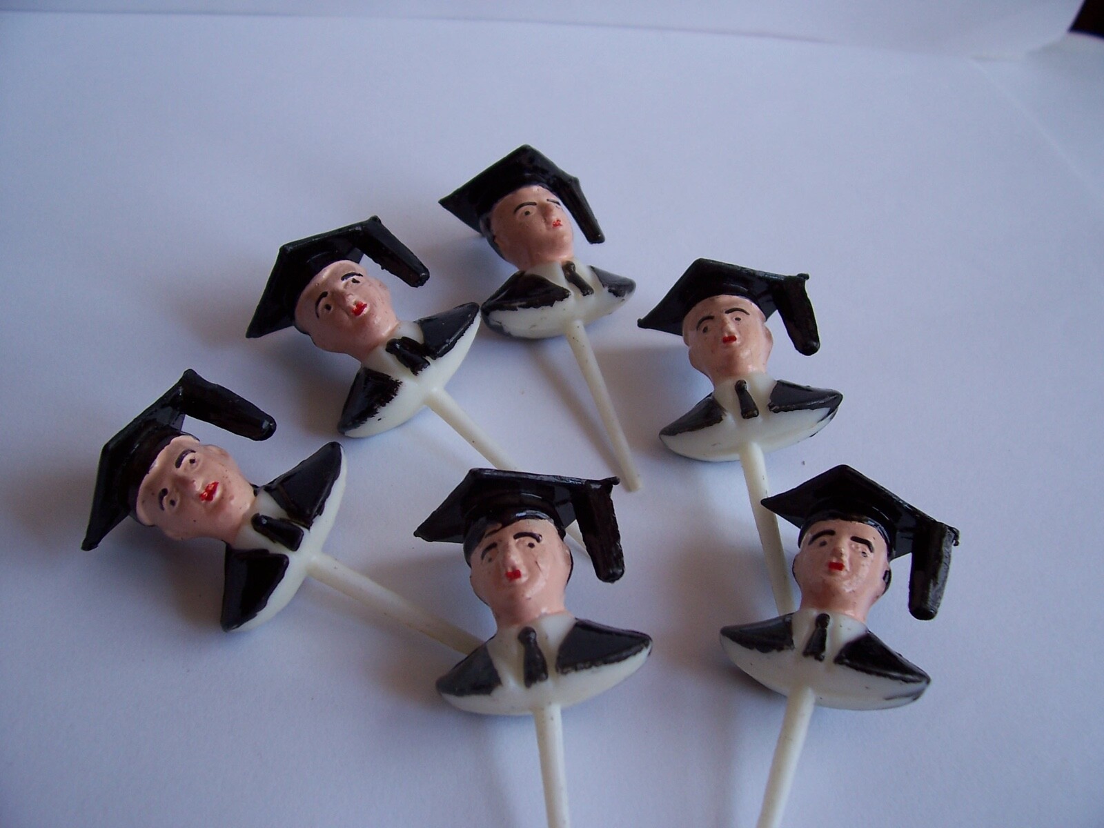 Lot of 24 Vintage Graduation Cupcake Picks Cake Toppers Man Male Robe Boy