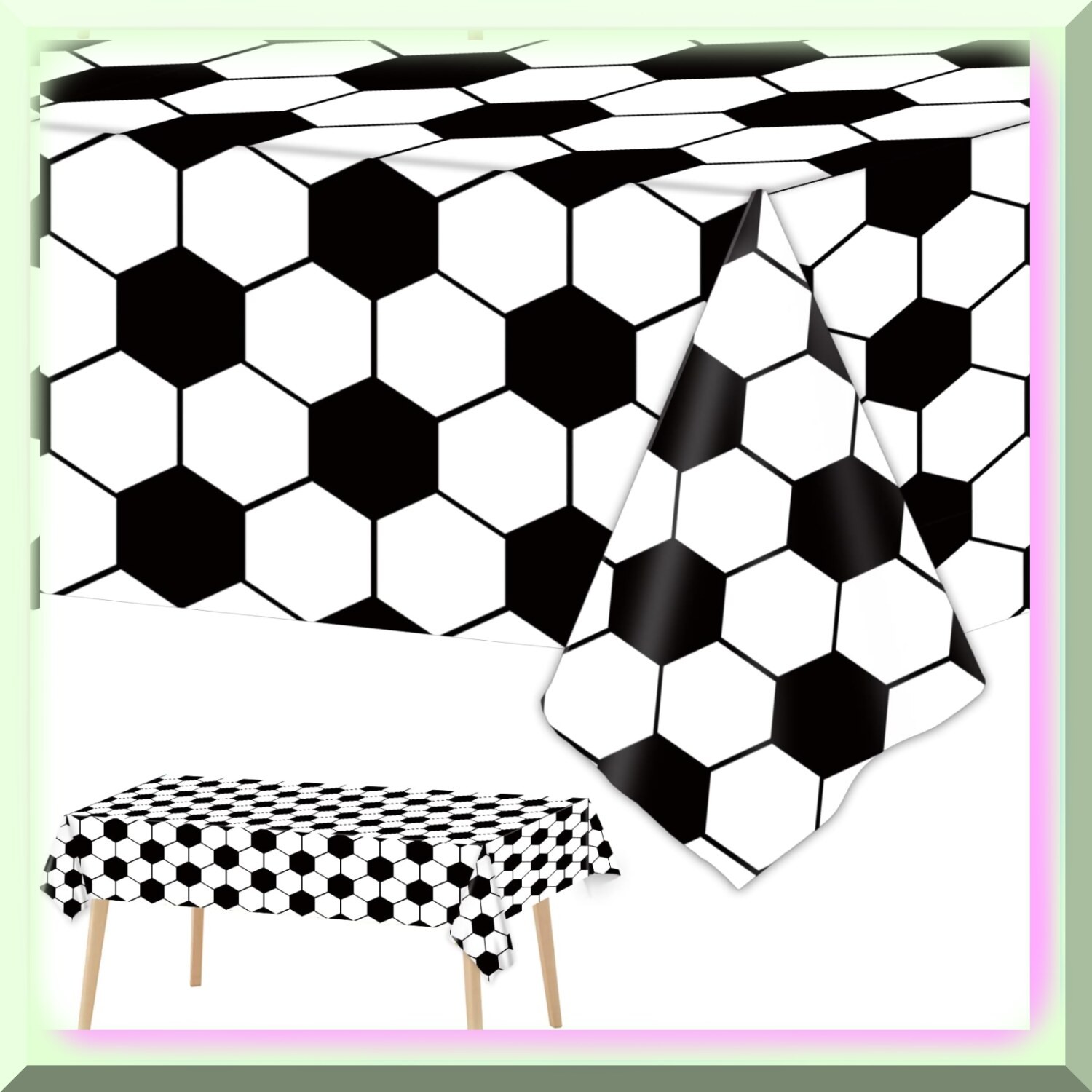Soccer Theme 3-Piece Plastic Tablecloth Set