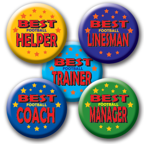 FOOTBALL MANAGER, COACH, TRAINER, LINESMAN, HELPER BADGES/MAGNETS – Say Thanks!