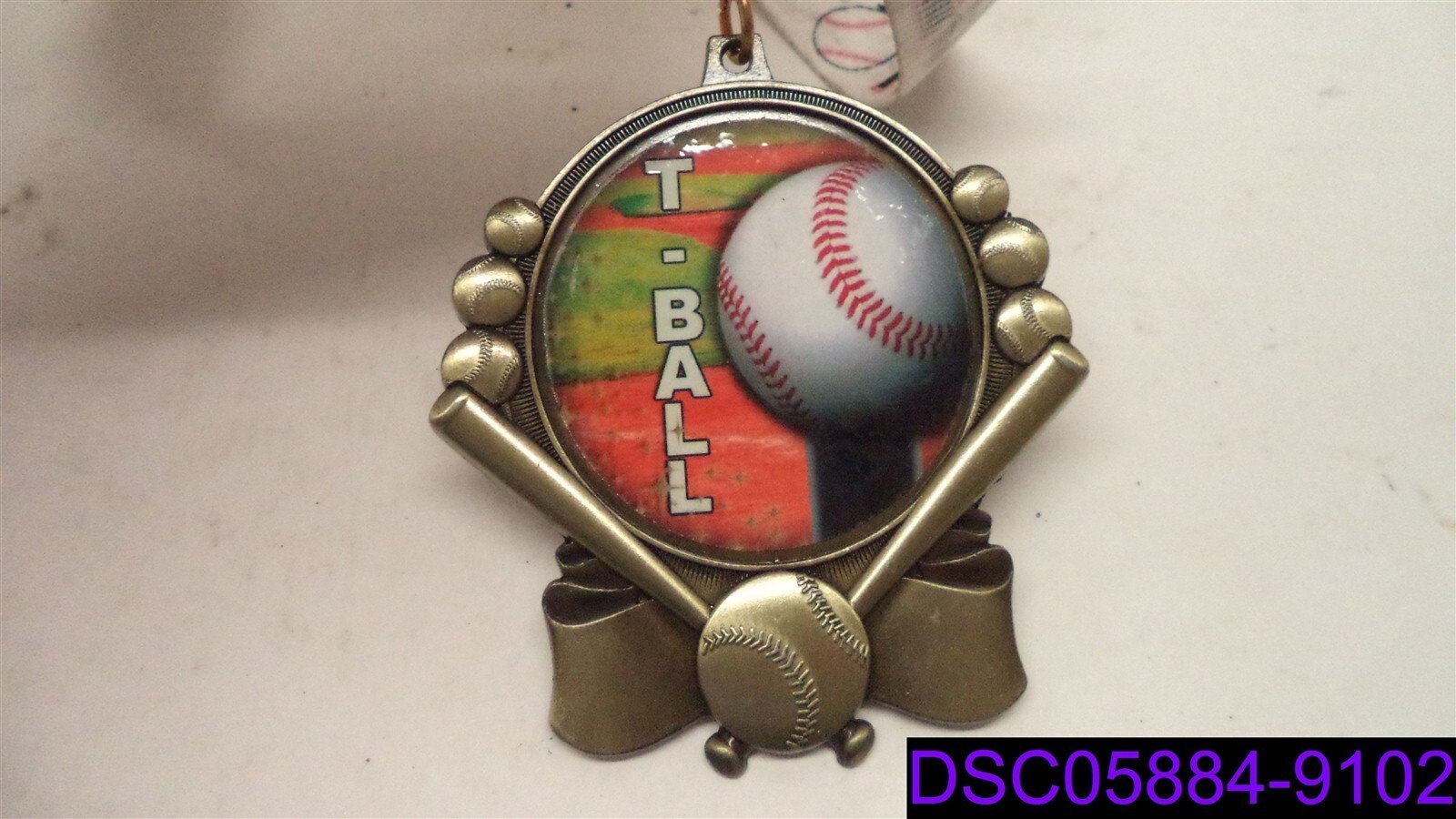 Scratched/Dirty From Handling: Crown Kids T-Ball Baseball Medal 2.5″ Gold