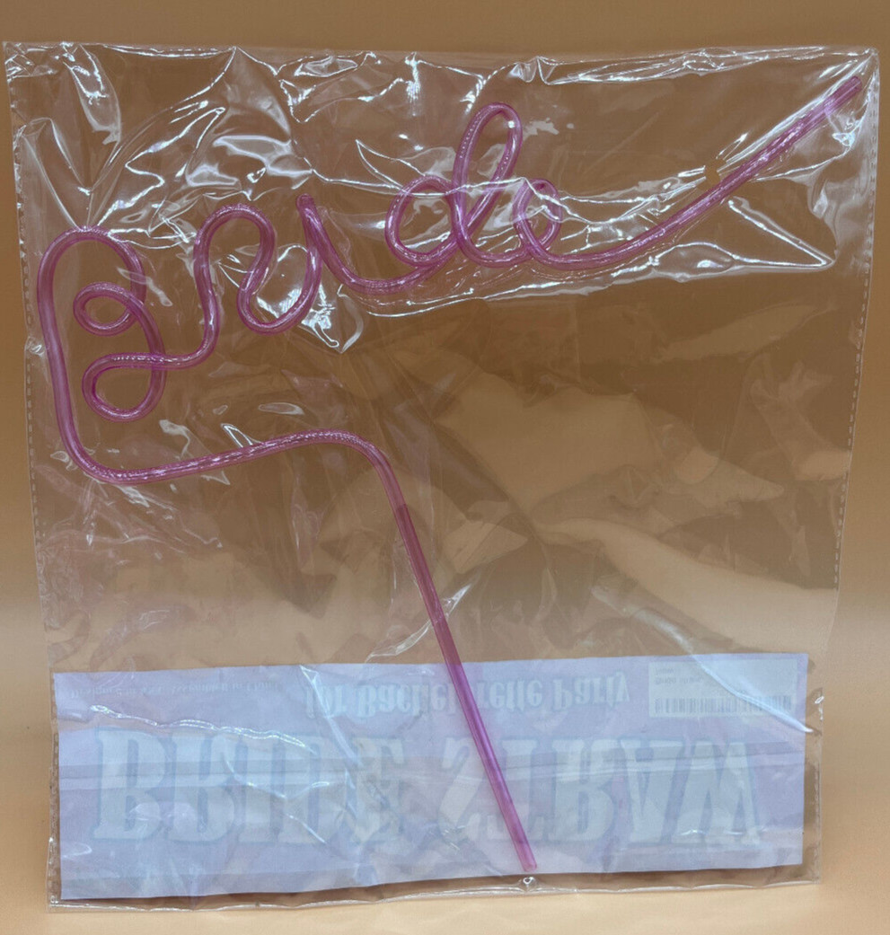 Lot of 11 Pink Bride Straw Bridal Shower Bachelorette Party Reusable