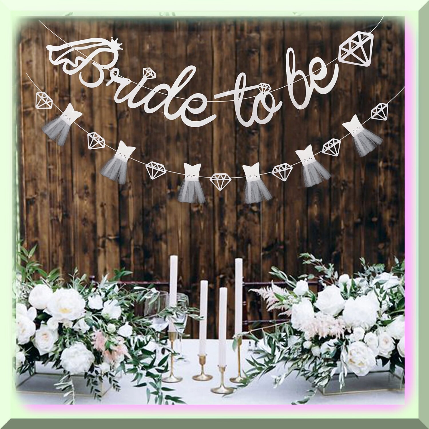 Bride to Be Banner and 3D Diamond Garland Decoration