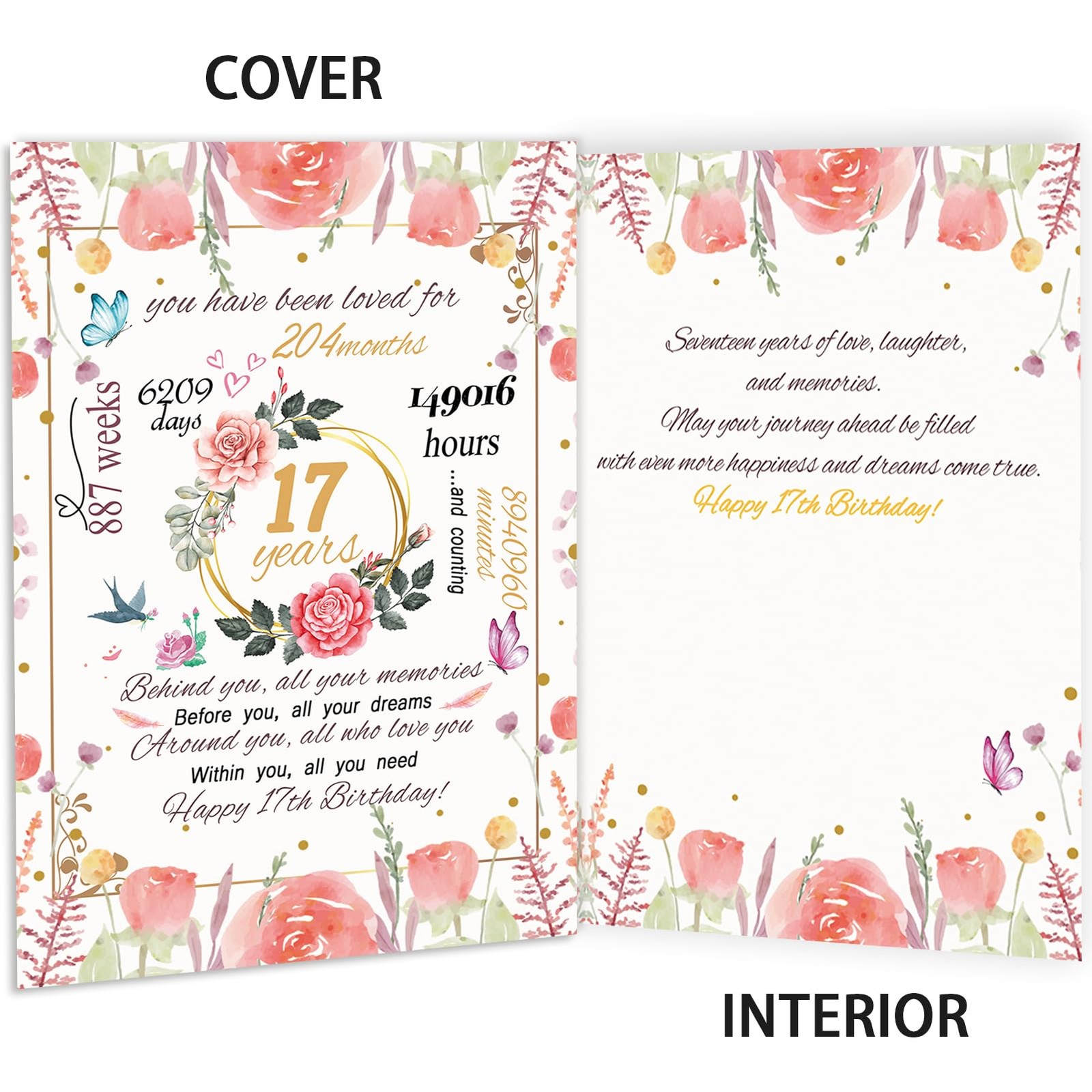 mmuue Happy 17th Birthday Card for Daughter, Funny 17 8.0 x 5.3 inches,