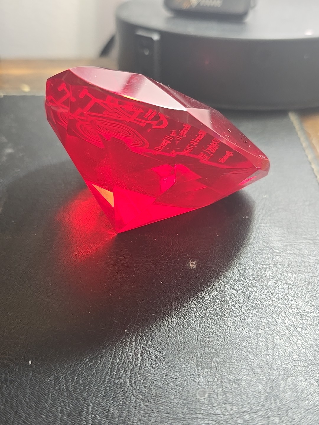 God’s Love We Deliver Hunger Grateful Paperweight Heart Shape Red Ruby Crystal