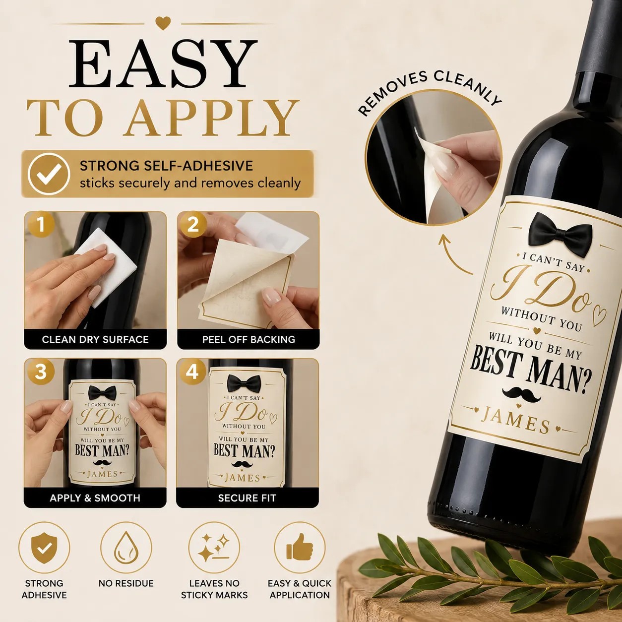 Personalised Best Man Proposal Bottle Label Sticker Wedding Wine Gift Custom