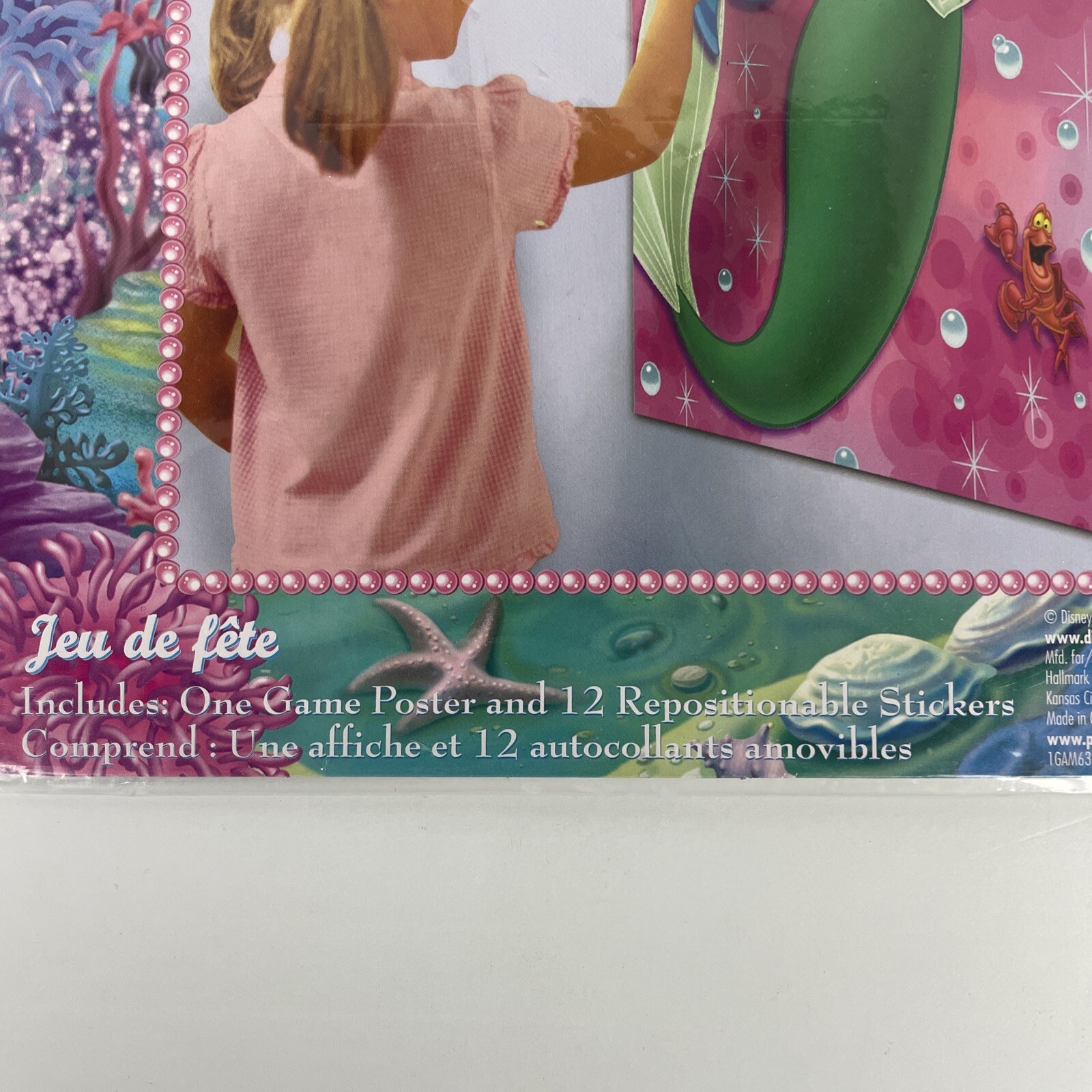 Disney Vintage Little Mermaid Original Party Game Hallmark New Ariel Stickers
