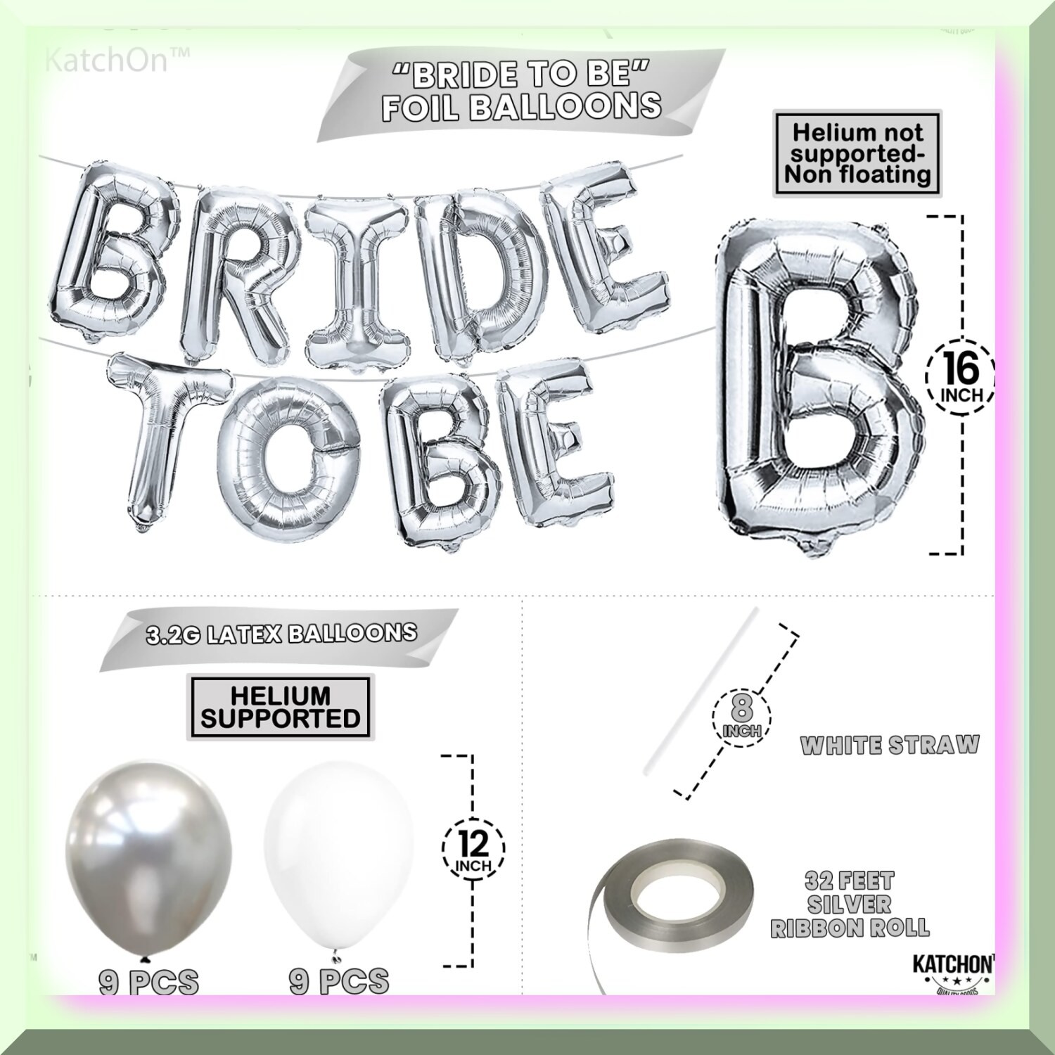 Bride to Be Balloon Set with Silver Balloons