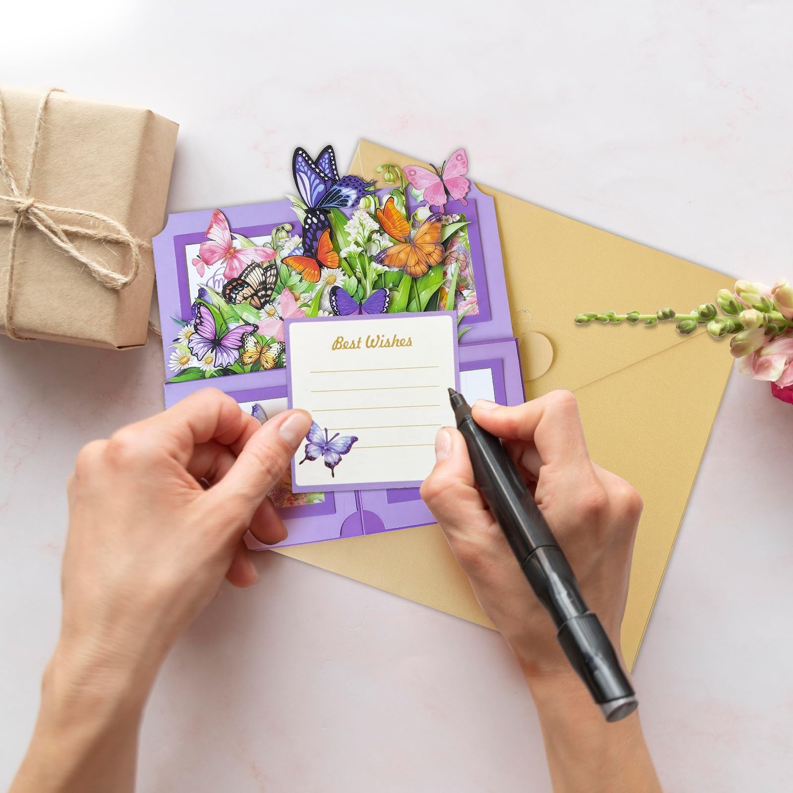 Hierein Birthday Cards for Women, 7 x 7.6 inches, Happy Butterfly