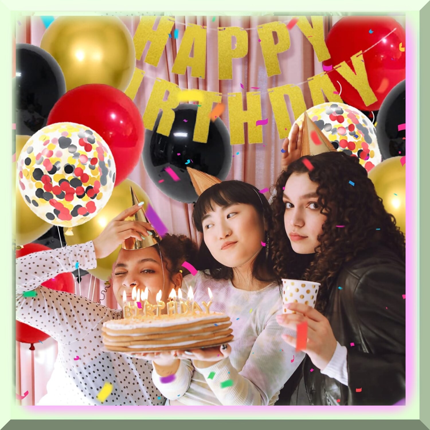 Party Balloon Arch Kit with Metallic and Confetti Balloons