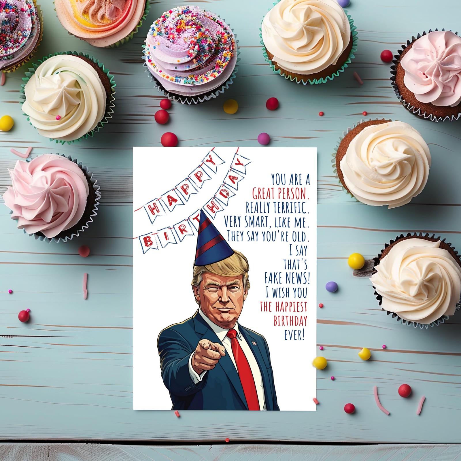 Funny Trump Birthday Card for Women Men – Humorous Donald Gift