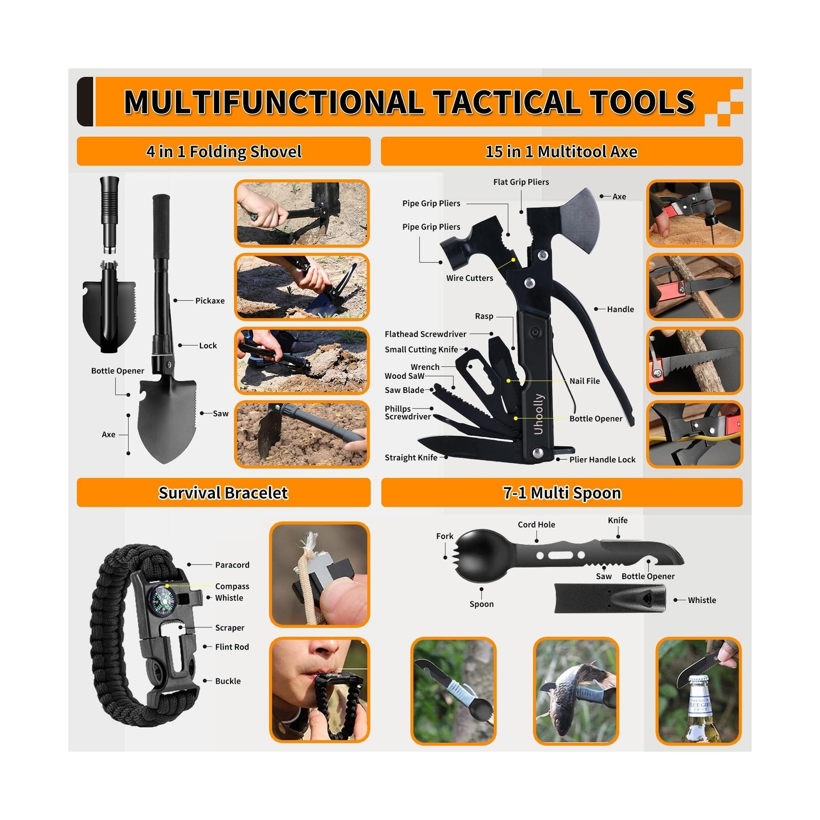 Survival Kit, Gifts for Men Women Teen Boys, 252 pcs Survival Gear … Fast Ship
