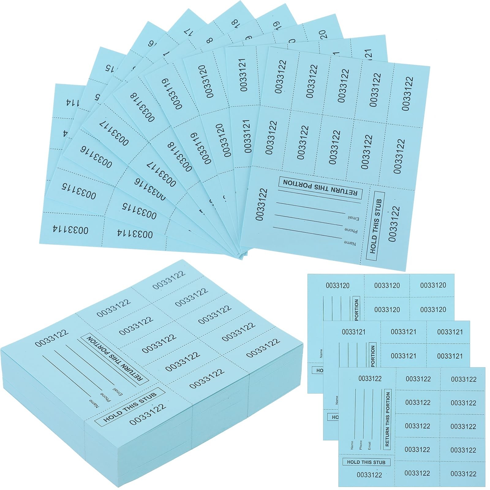 1000 Sheets Blue Raffle Tickets 10 Bid Chinese Auction Fundraiser Silent Tags