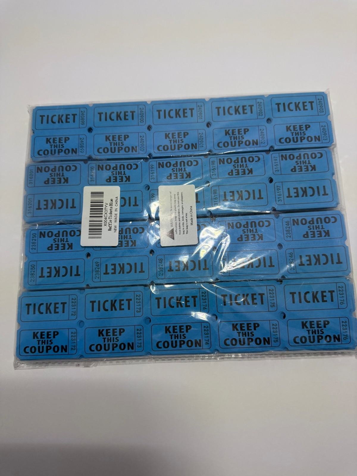Blue Raff. Tickets Pkg of 800sets 1600 PCS Flat Double Stub Split The Pot 50/50