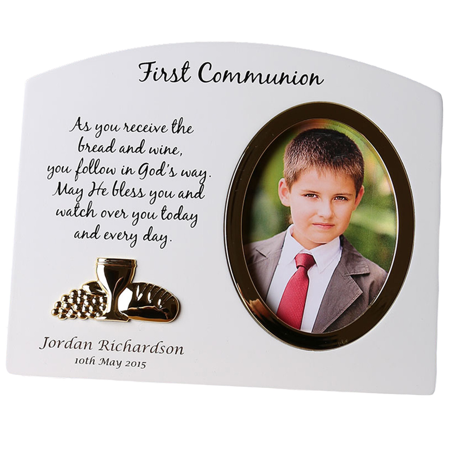 Boy’s 1st Holy Communion Gift, Engraved Boy’s Wooden Holy Communion Photo Frame