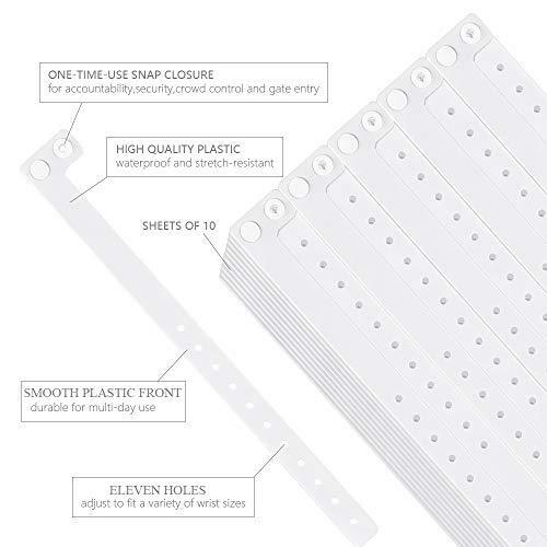 Ouchan White Plastic Wristbands – 100 Pack Vinyl Wristbands for Events Club