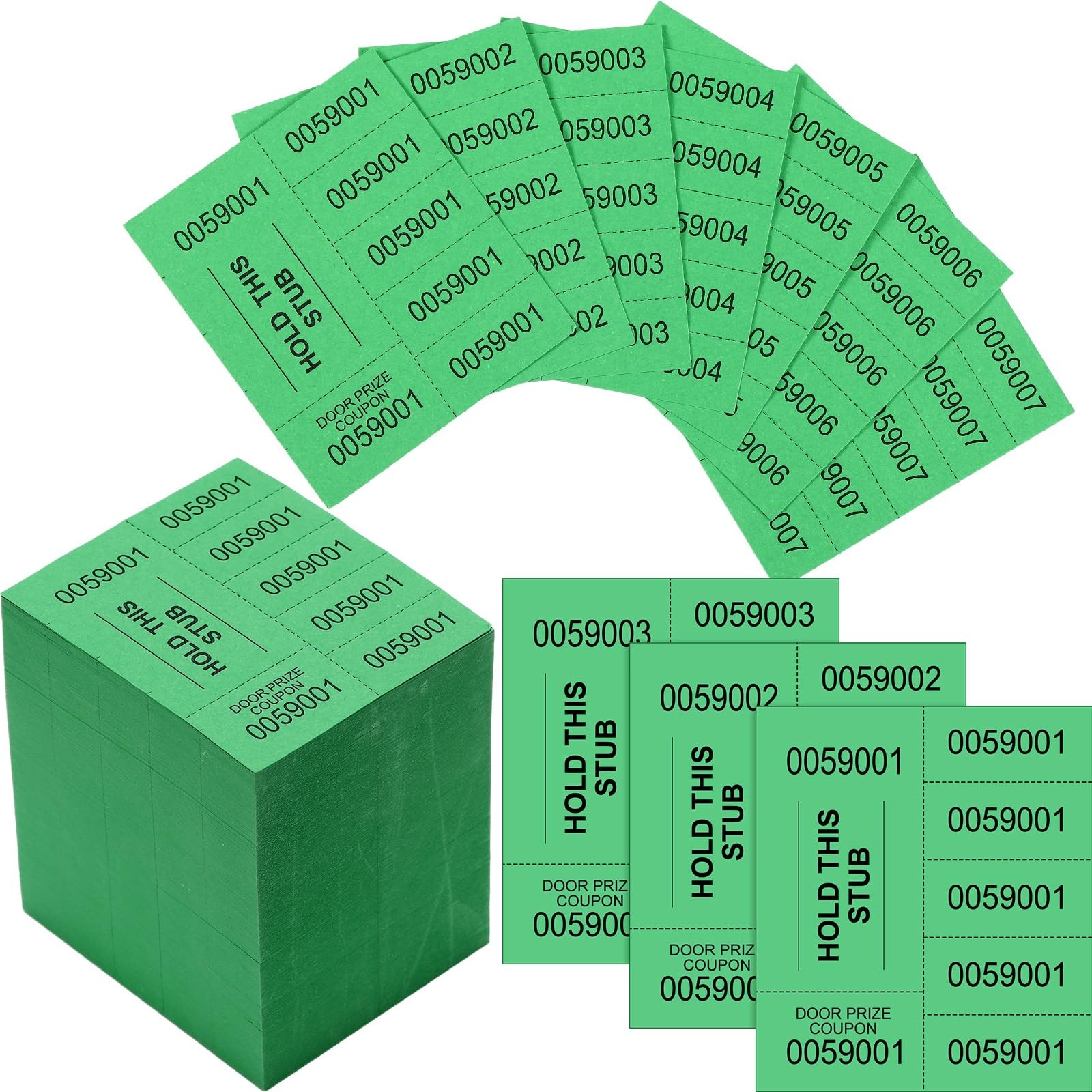 1000 PCS 5 Bid Raffle Ticket Numbers Auction Tickets Events Church Green