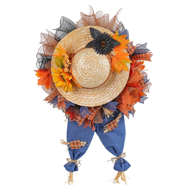 Festives Theme Door Wreath Accessories Straw Hat Garlands for Indoor Outdoor