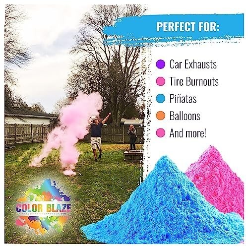 Color Blaze Gender Reveal Powder 75g Packets – Set of 10 (5 Pink / 5 Blue) Baby