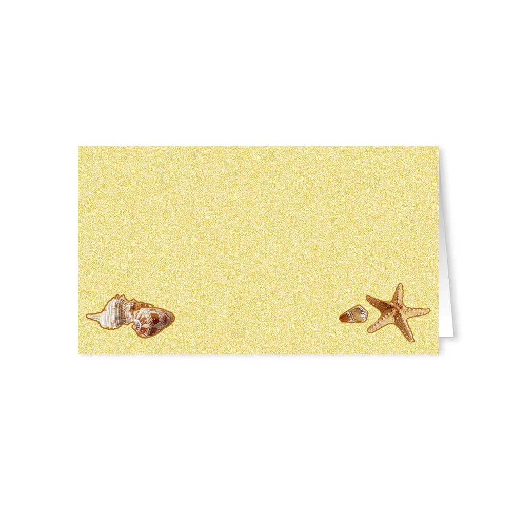 Beach Shell Place Cards – 25 Place Cards – Beach Tropical Tabel Tents – 77034