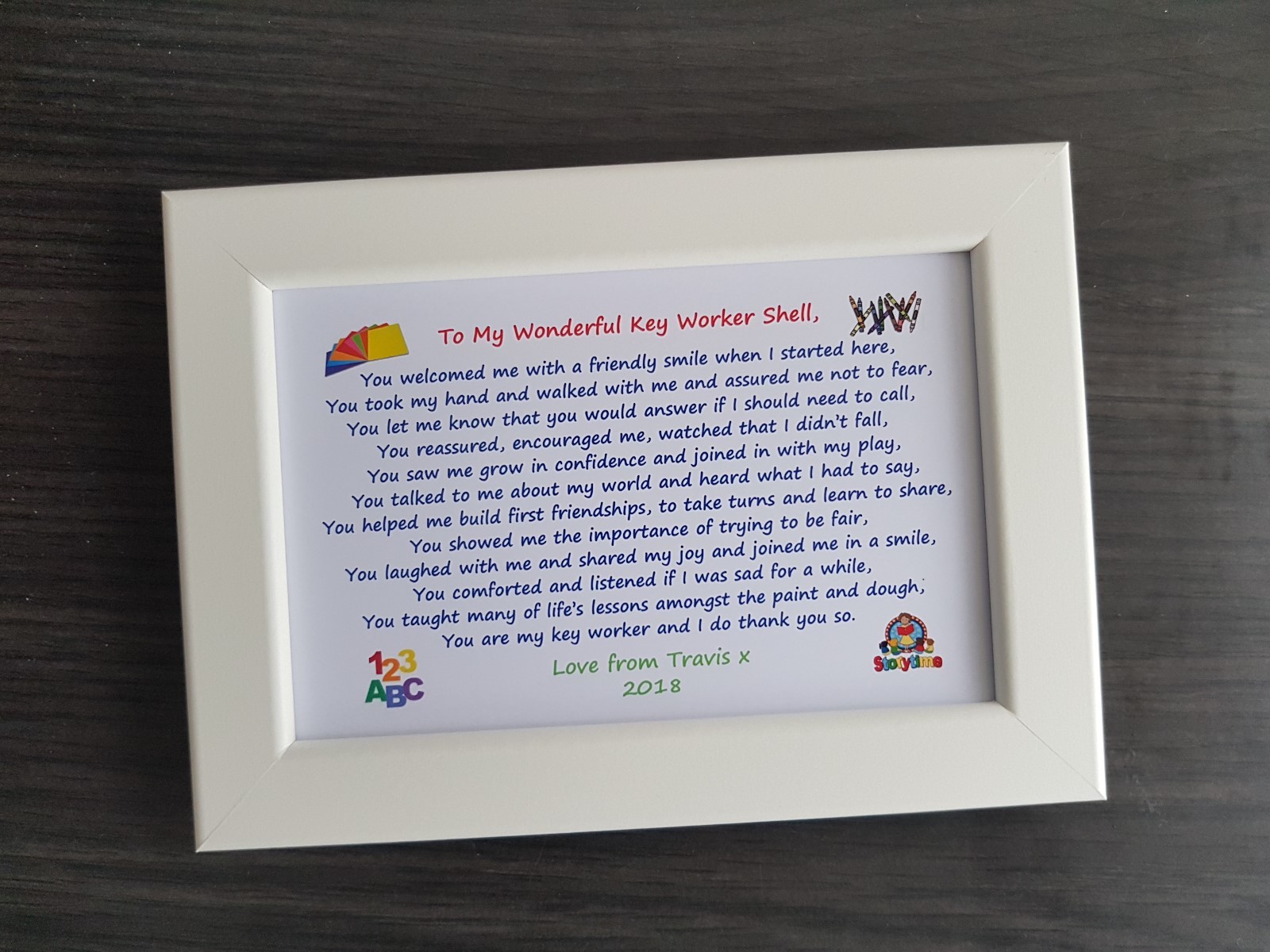 Personalised Framed Poem End term leaving Thank You Gift nursery school teacher