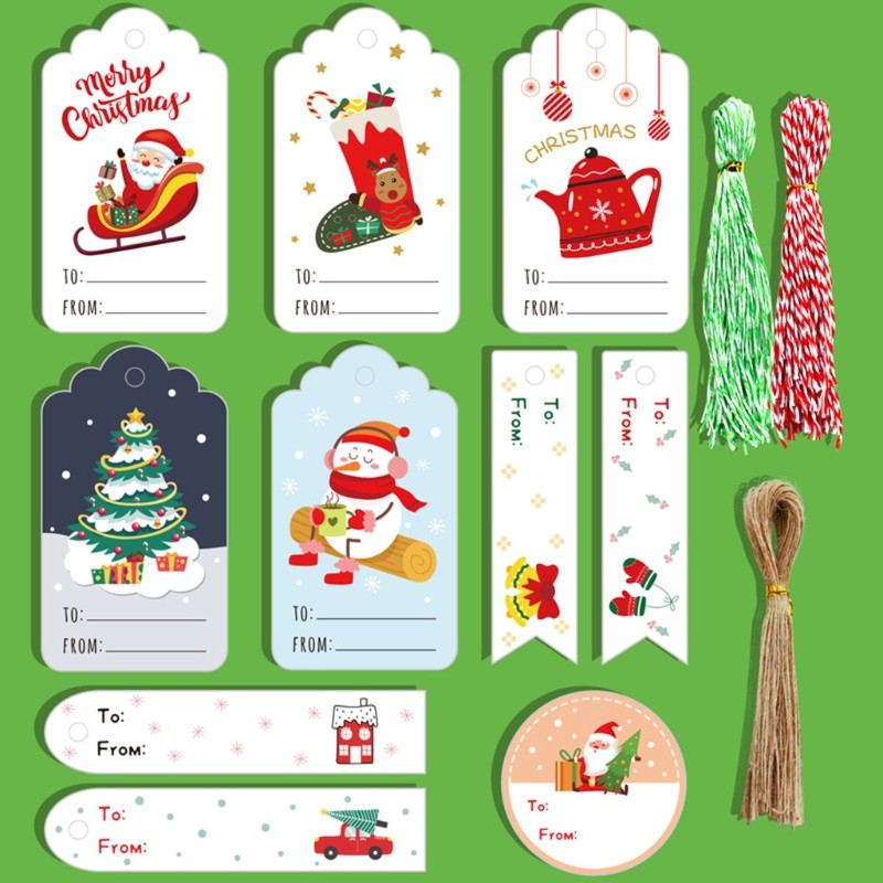 150 Pcs Christmas Paper Tags DIY Painted Cartoon Handmade Tree Decor Cards