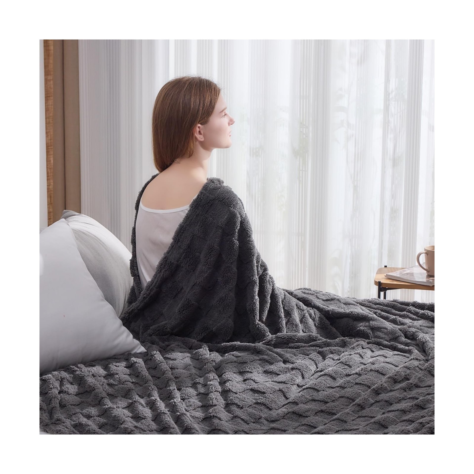 NEWCOSPLAY Super Soft Twin Blanket Dark Grey Premium Silky Flannel … Fast Ship