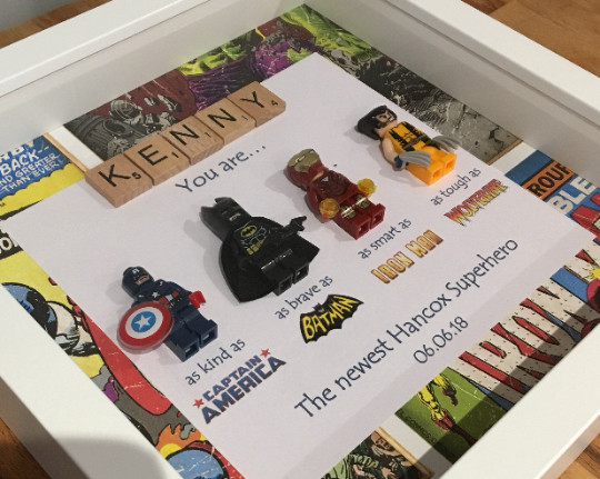 Christmas / Birthday Photo Frame Superhero Personalised Daddy/ Dad any name