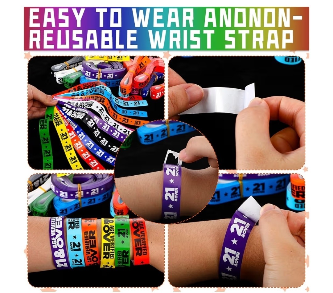 1200 Pcs over 21 Wristbands Paper Events Wristbands Colored Event Wristbands Wat