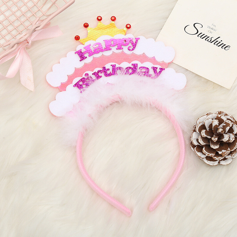 2Pack Kids Birthday Party Girls Cake Hairband Ear Hair Band Party Accessories