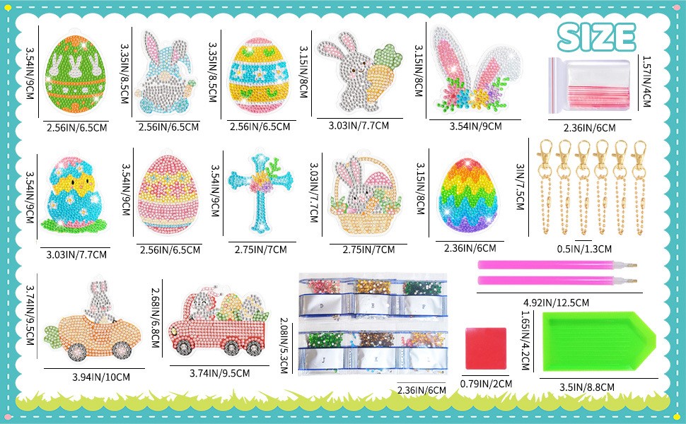 Easter Diamond Painting DIY Keychain Easter Ornaments Bunny Kids Game Supplies