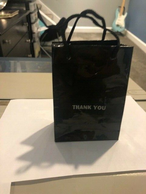 Lot of 96 New Black 4″ X 3″ “thank you” paper favor bags with handles- weddings?