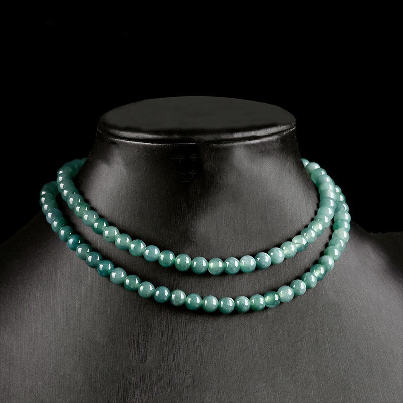 6mm Jadeite Round Bead Necklace Chain Healing Crystal Women Men Jewelry Gift 22″