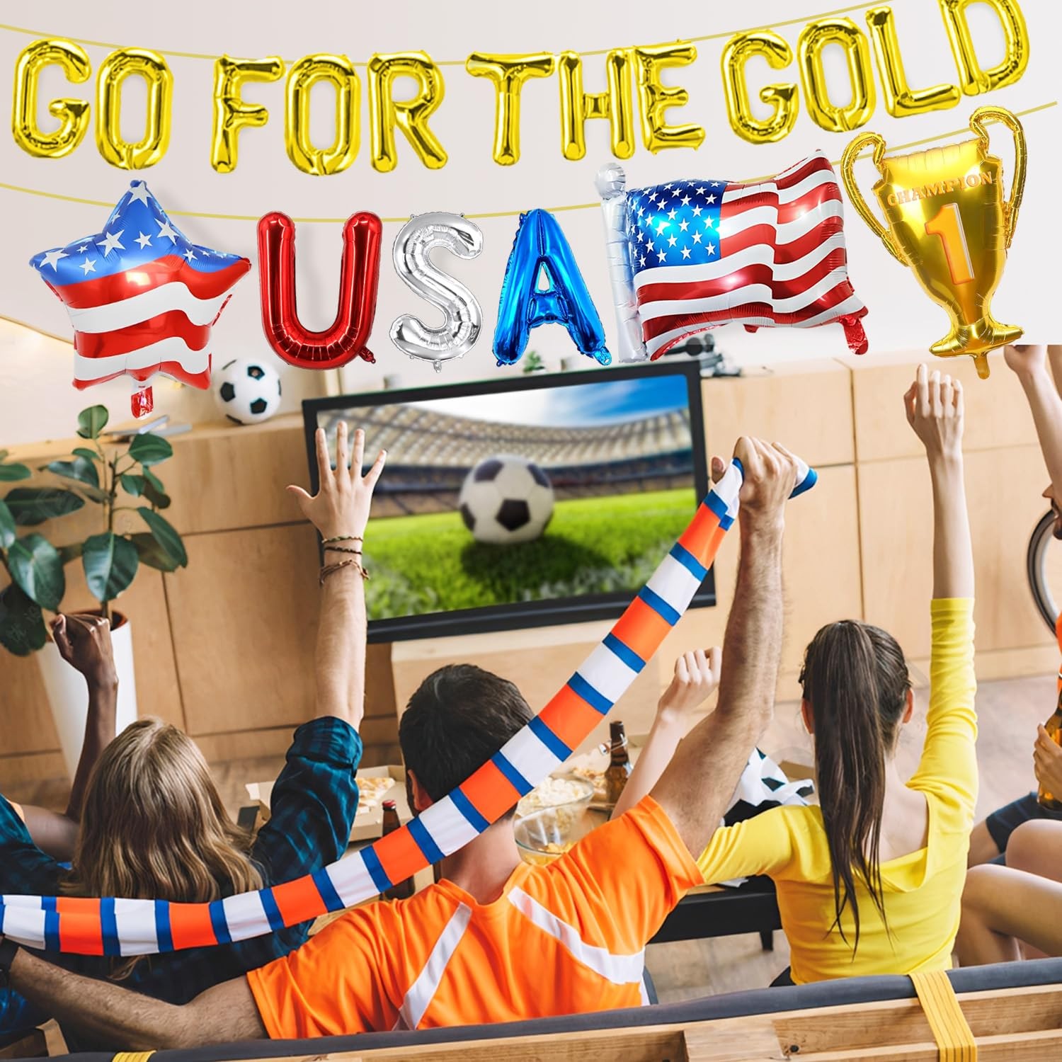 GO FOR THE GOLD Sports Balloons 2026 World 22 inches, Red, Silver, Blue, Gold