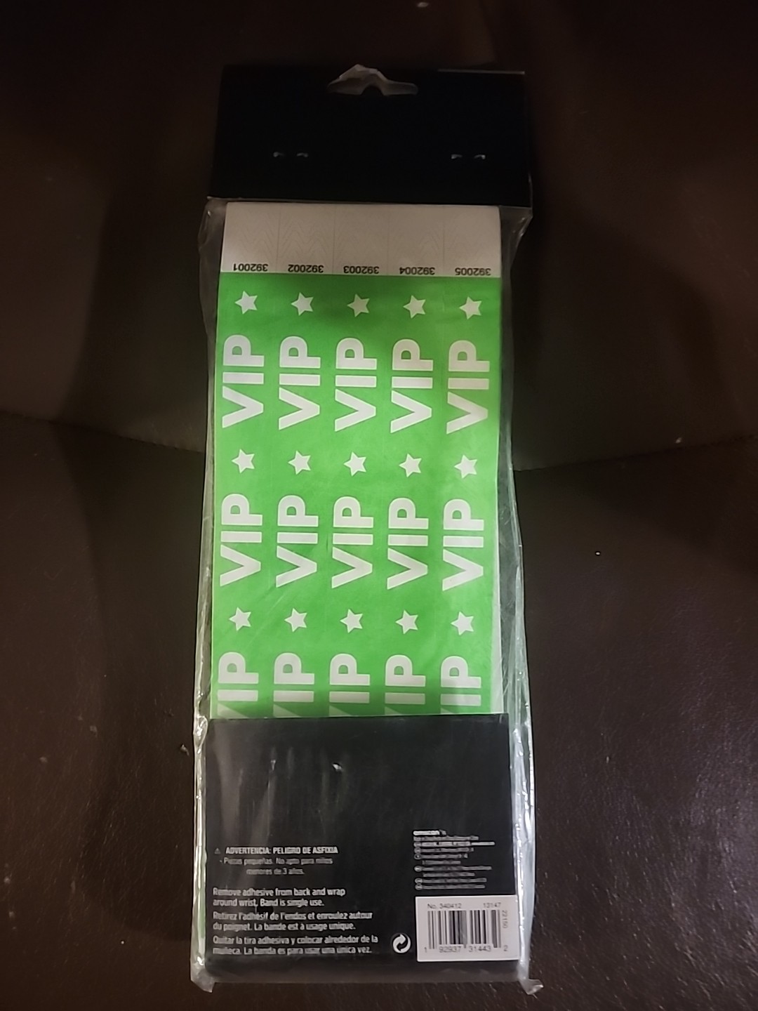 500 AMSCAN WRISTBANDS GREEN (VIP STAR) TYVEK NUMBERED EVENT, CLUB & PARTIES