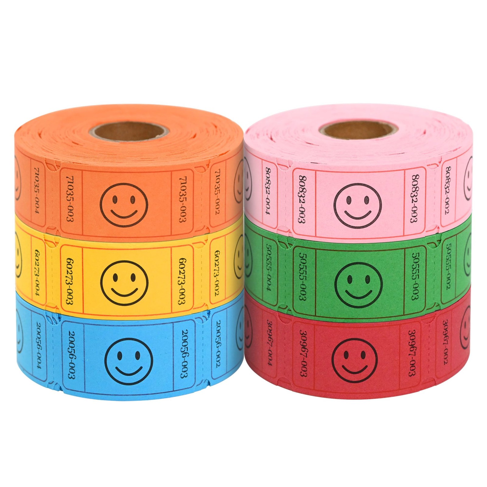 3000 Pack Raffle Tickets, 6 Assorted Colors, Easy-Tear .Numbered Smile Single…