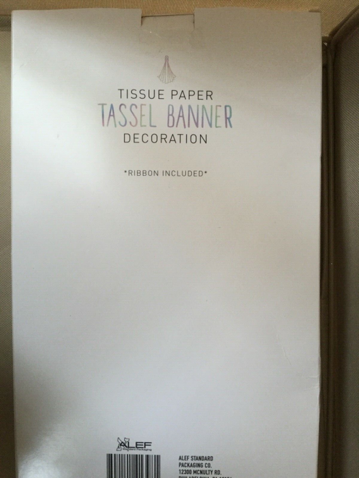 Mylar Tissue Paper Tassel Banner, 10ft long, 12 tassels, Iridescent white, Party