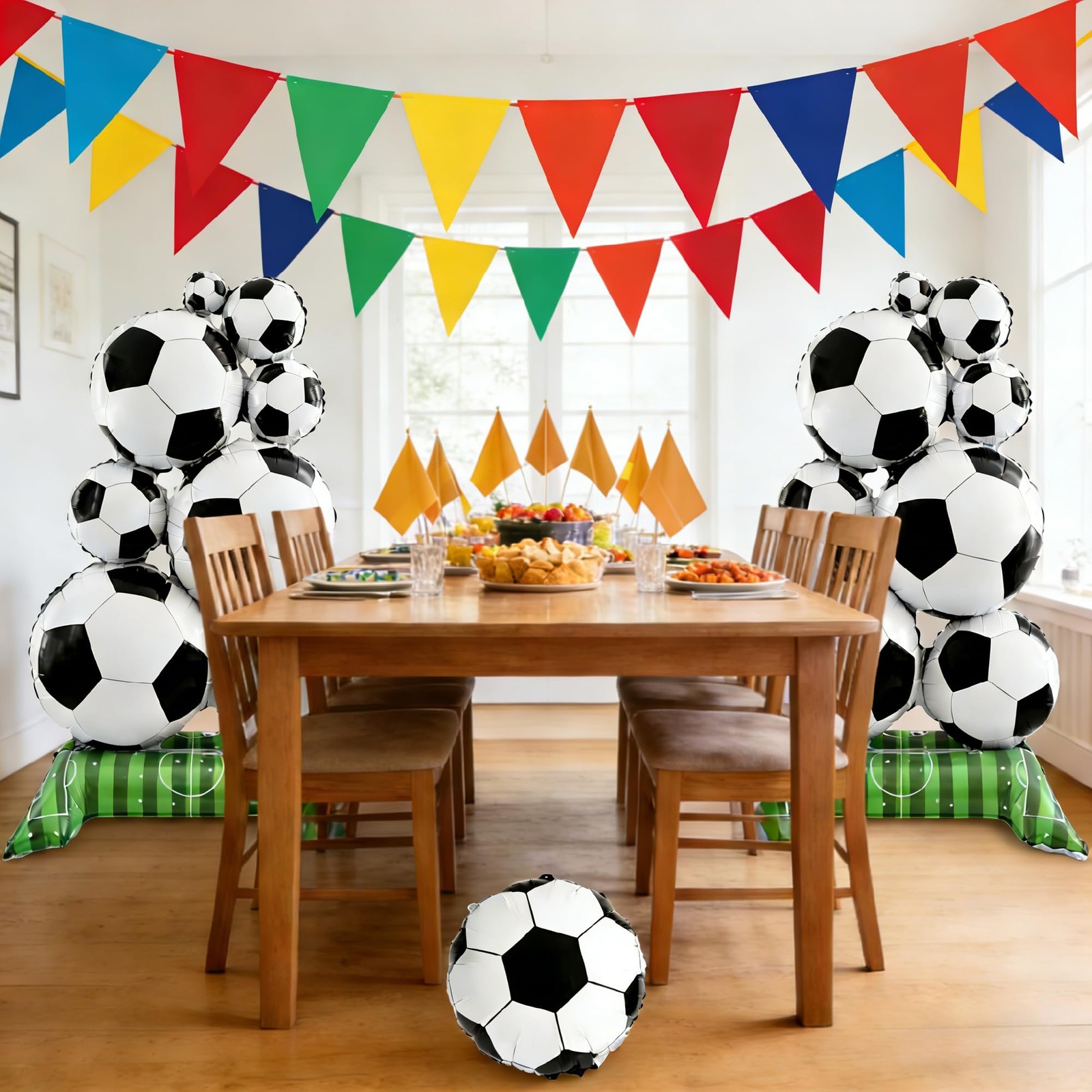 6-Piece Soccer Party Decorations – 32 inches x 59 inches, Black, White, Green