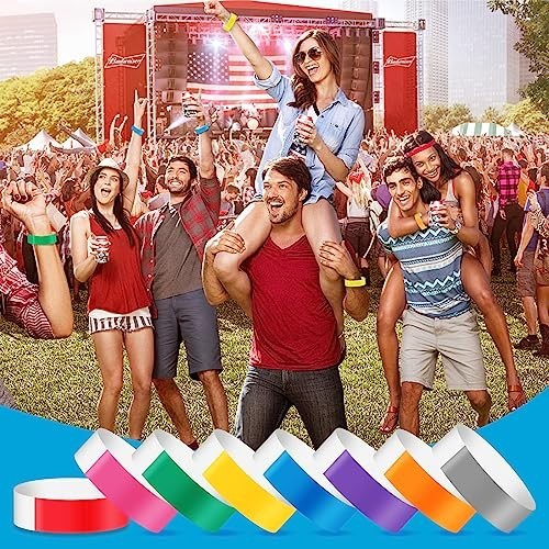 800 Pieces Colored Wristbands for Events Wrist Bands Paper Bracelets Waterproof