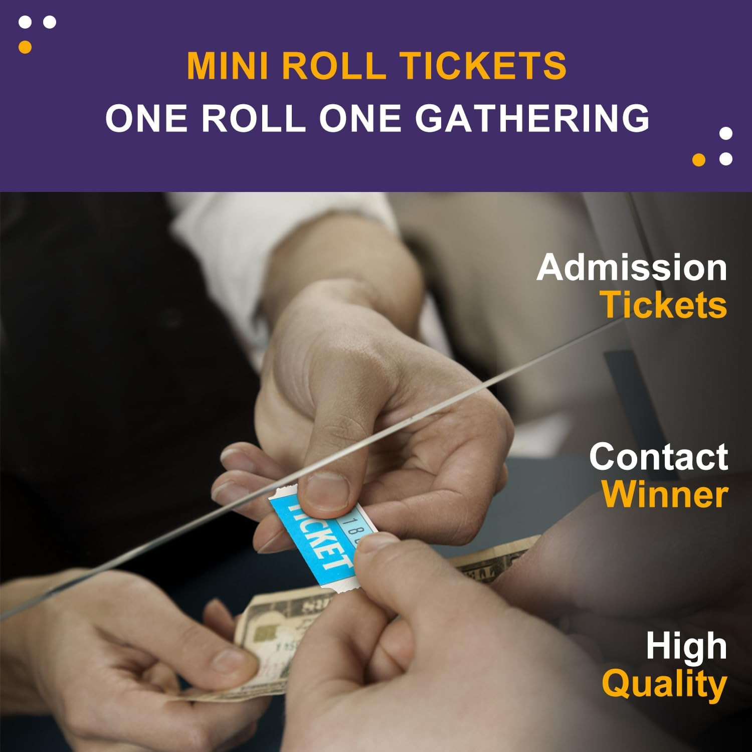 250 Raffle Tickets, 50/50 Double Roll Tickets for Raffles, Carnival, Door Prizes