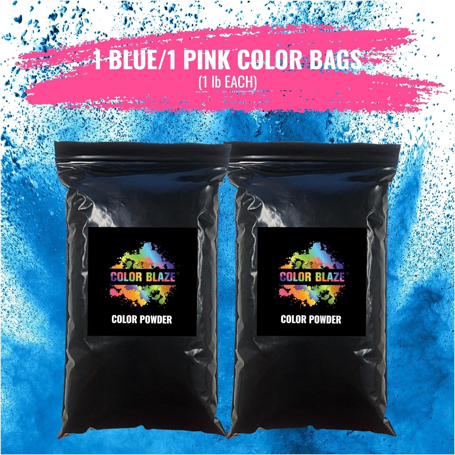 Color Blaze – Blackout Out Color Powder 1lb Pink & 1lb Blue – Baby Gender Reveal