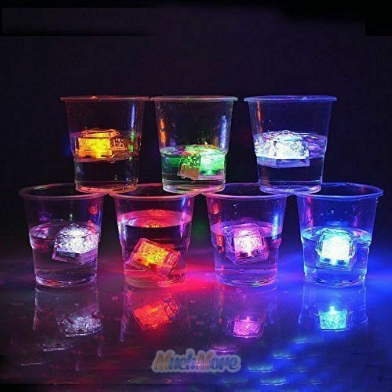 20X Glowing RGB LED Ice Cubes Flash Light For Party Wedding Wine Glass Decorate