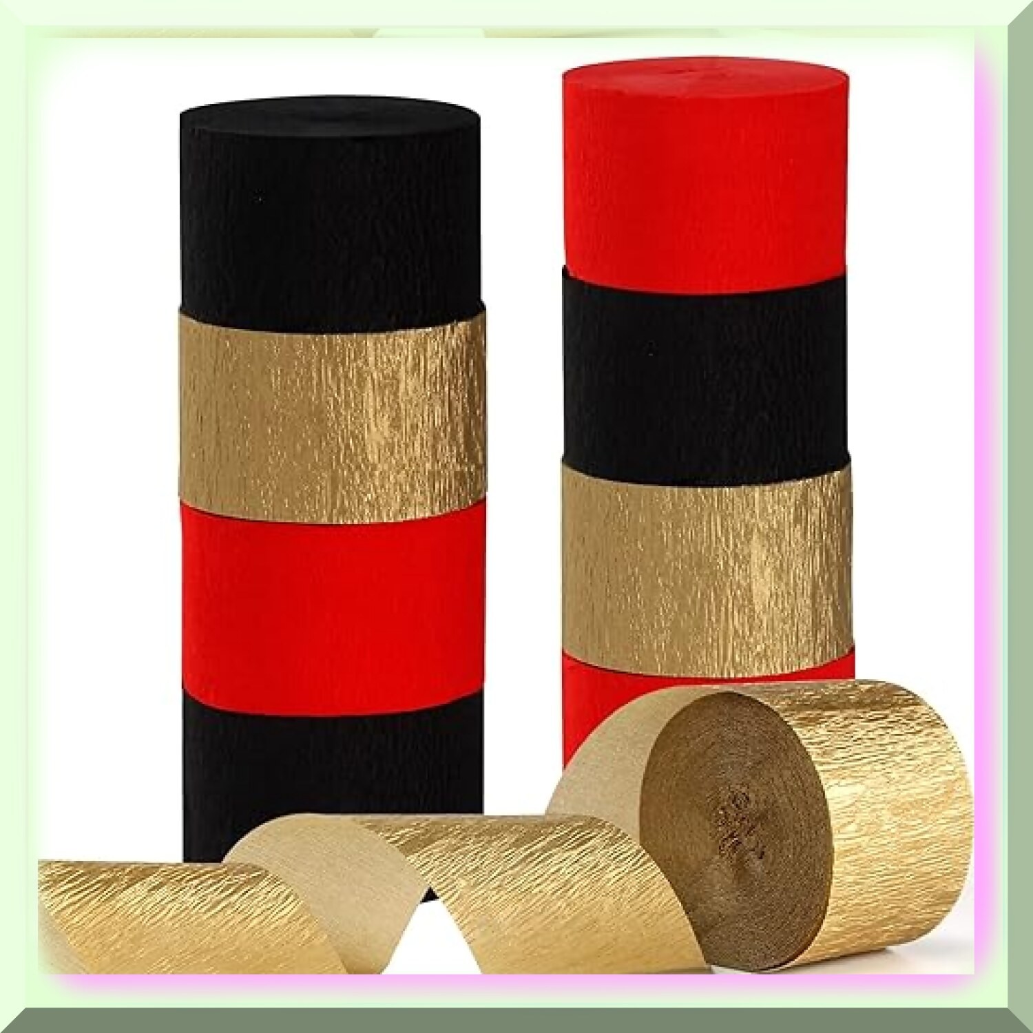Red Black Gold Crepe Paper Streamers 9 Rolls