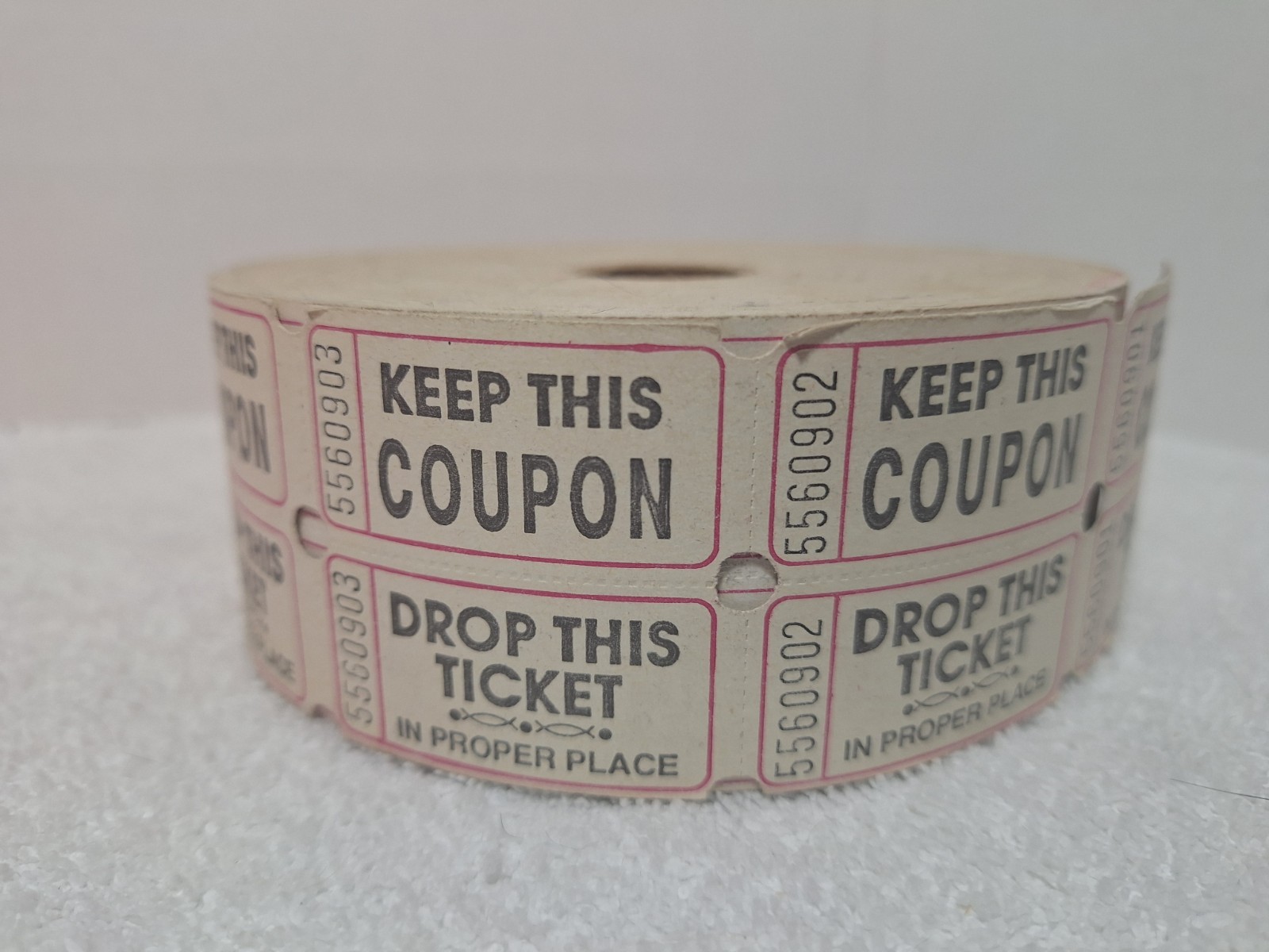 Raffle Tickets Double Stub Roll Of 2000 Light Gray New