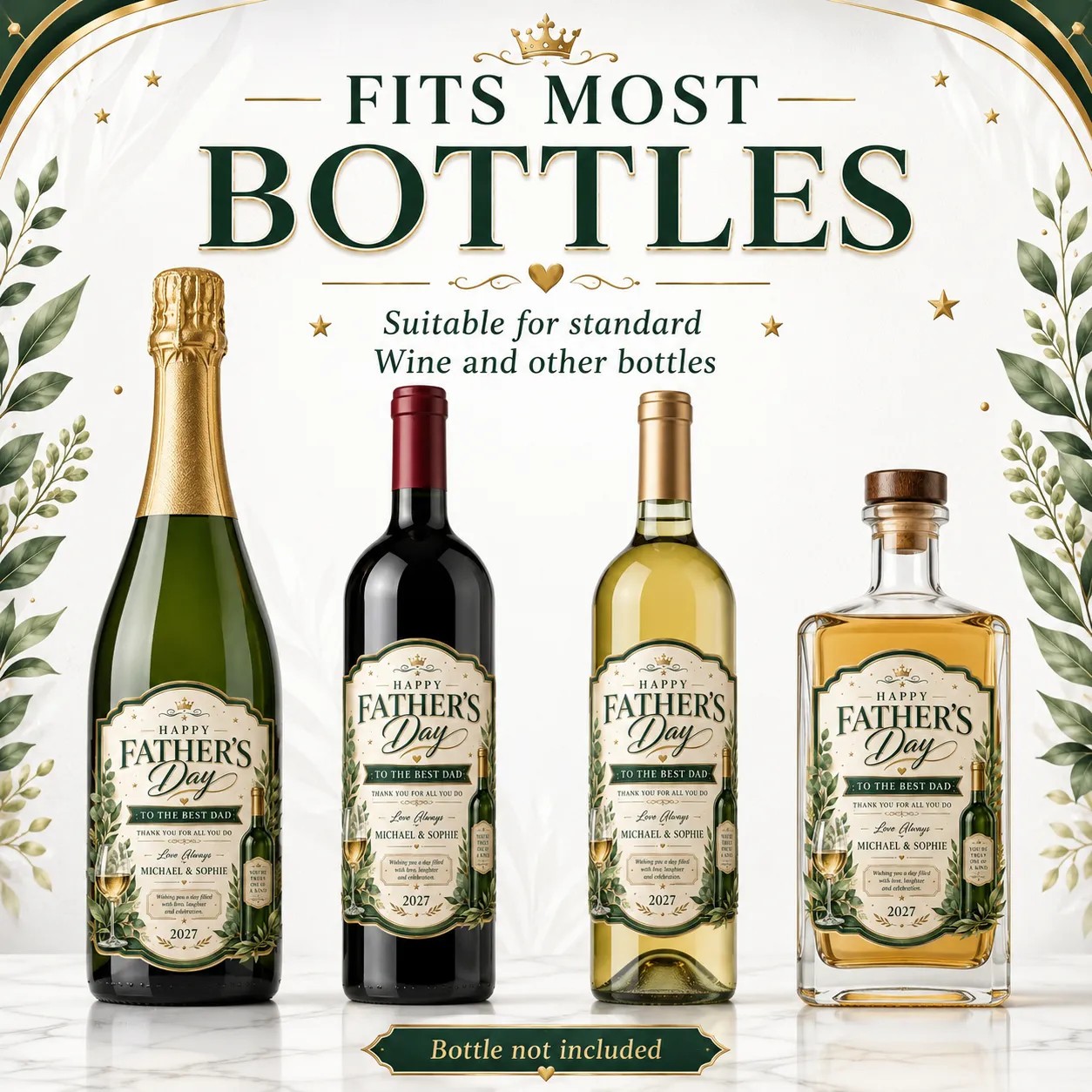 Personalised Father’s Day Bottle Label Sticker Gift for Dad Wine Champagne