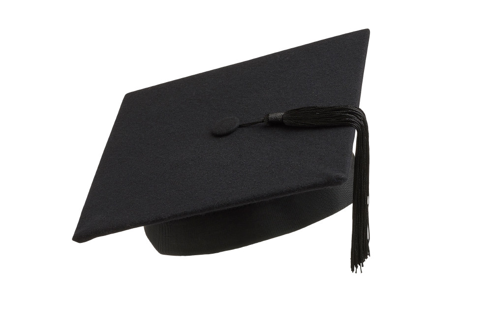 Graduation Mortarboard – Master’s Fitted Black Cap Hat – Academic Gown Accessory